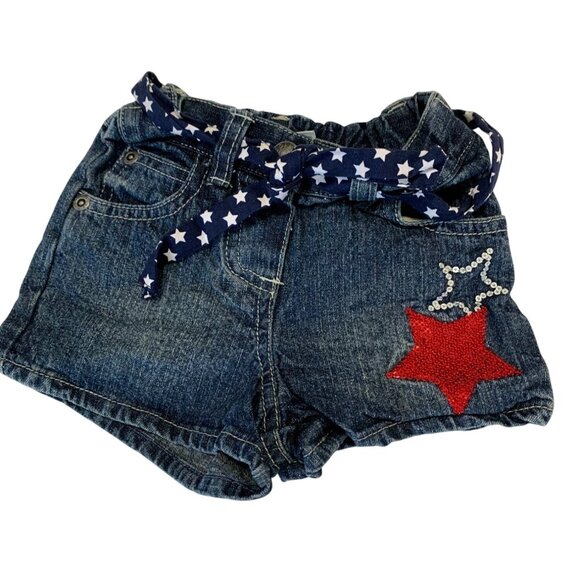 Koala Kids Other - Koala Kids Girls Infant Baby Size 12 Months Blue jean Shorts Denim Patriotic Fla